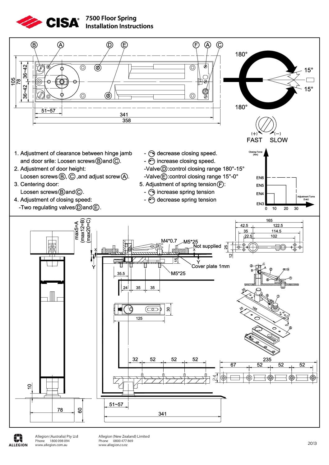 Panduan Pemasangan Floor Hinges CISA F8500