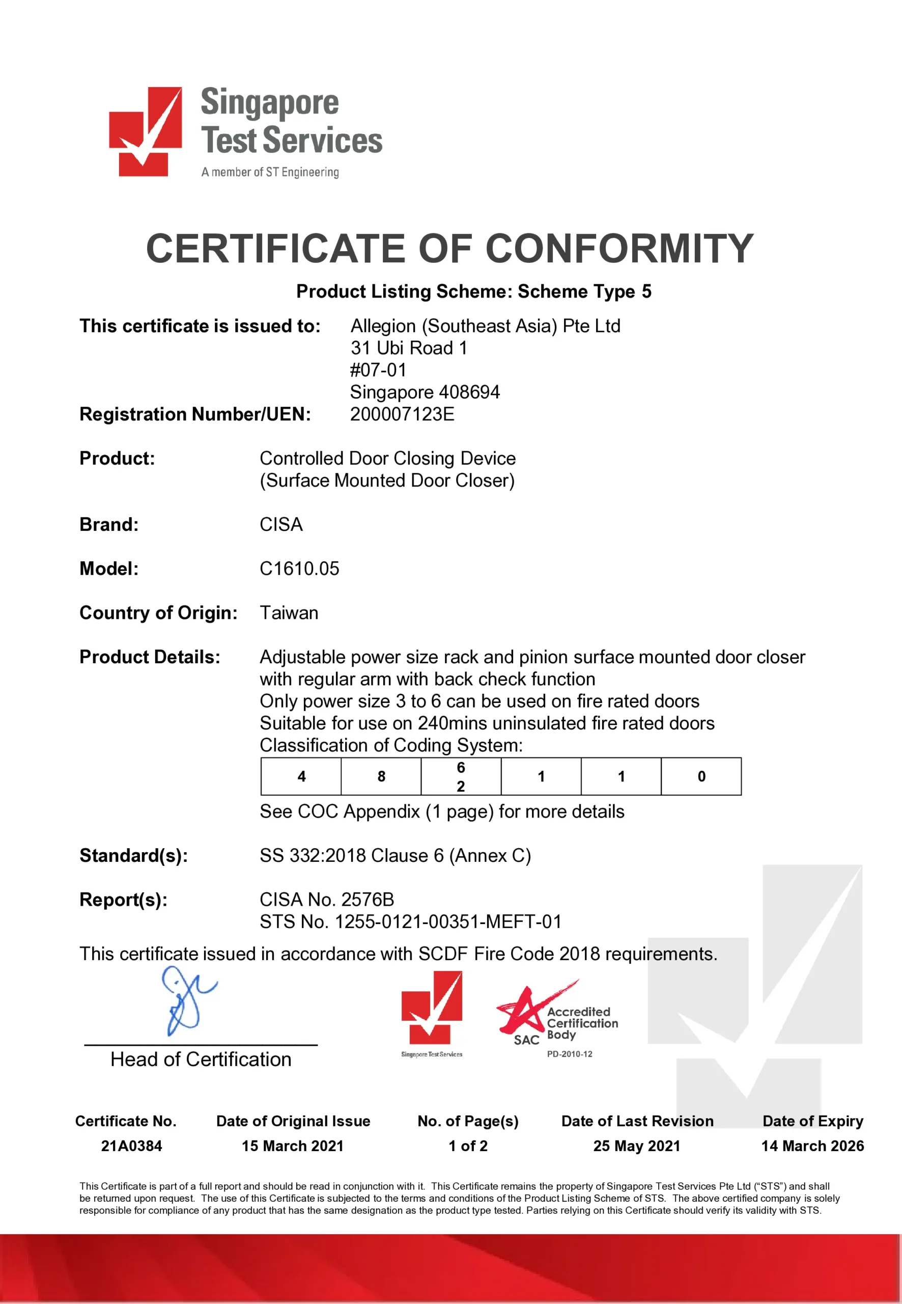 Sertifikat CISA Professional Max C1610.05